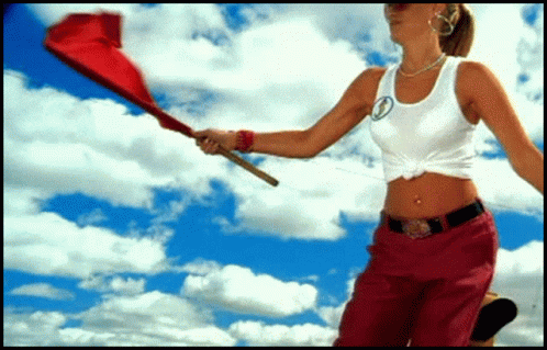 Girl Waving Red Flag GIF