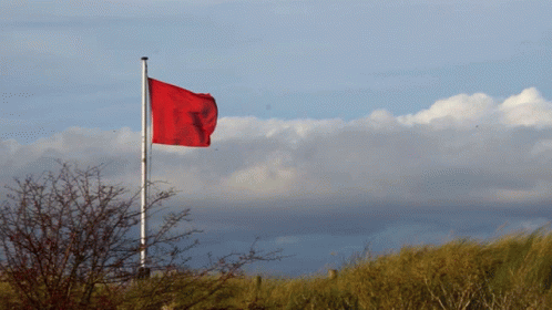 Red Flag Flying In Wind GIF
