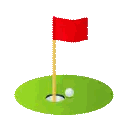 Red Flag Hanging on Golf Course
