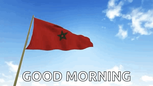Red Flag With Black Star Waving Good Morning