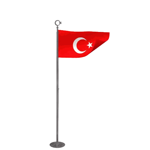 Red Flag With Crescent Moon and Star