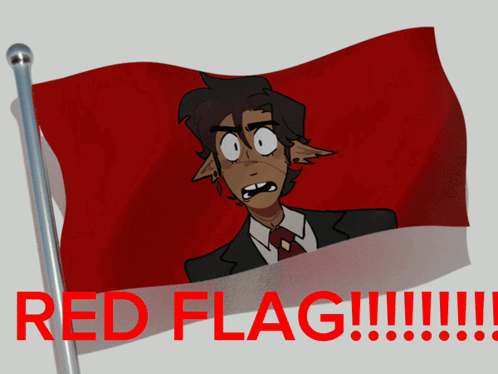 Red Flag With Red Flag Text And Man In Suit