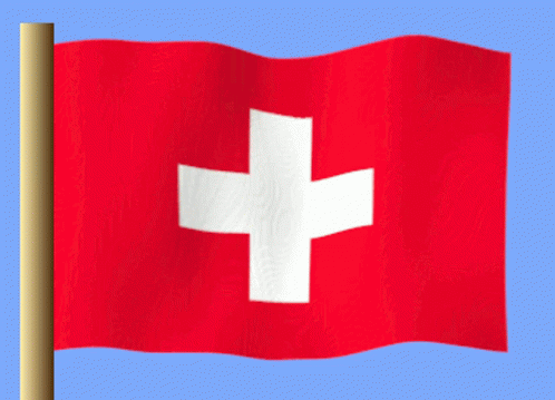 Red Flag with White Cross Flying