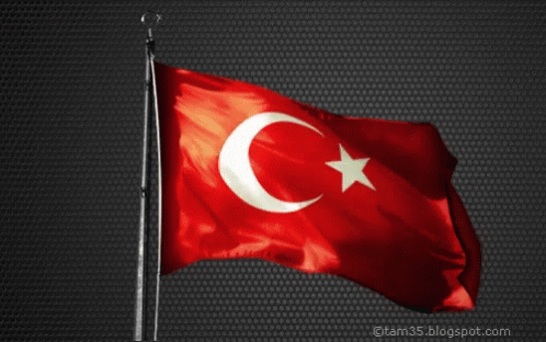 Red Flag With White Star and Crescent Moon