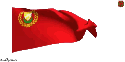 Red Flag with Yellow Moon and Laurel