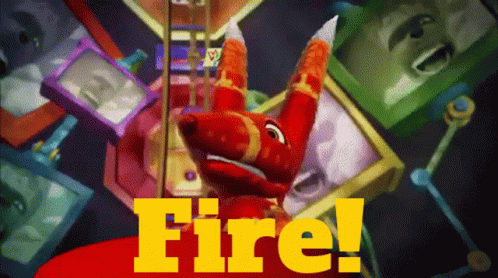 Red Fox Surrounded By Pictures Saying Fire GIF