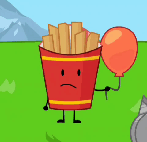 Red Fries Bucket Holding Balloon