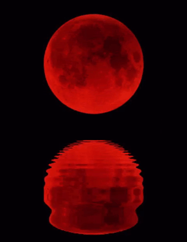 Red Full Moon Reflecting In Water GIF