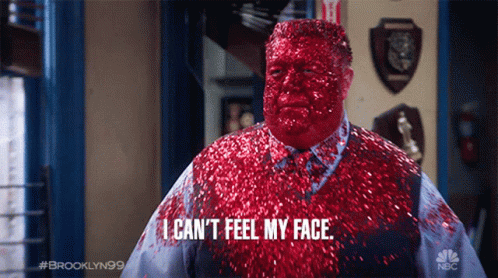 Red Glitter Man I Can't Feel My Face