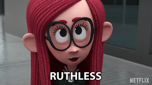 Red Hair and Glasses Character Says Ruthless