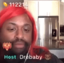 Red Hair Beard Man in Red Wig and Earrings Says Host Drebaby