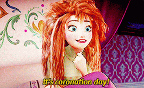 Red Hair Blue Eyes Doll Saying It's Coronation Day