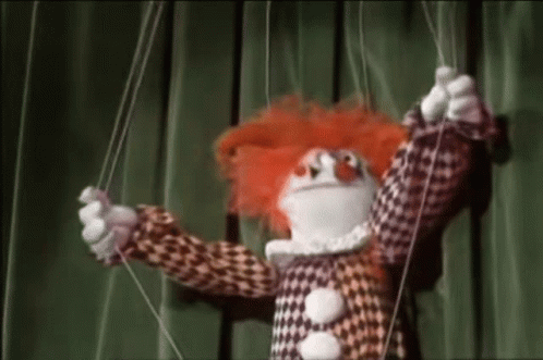 Red Hair Clown Puppet Pulled GIF