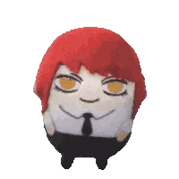 Red Hair Tie Sitting Stuffed Animal