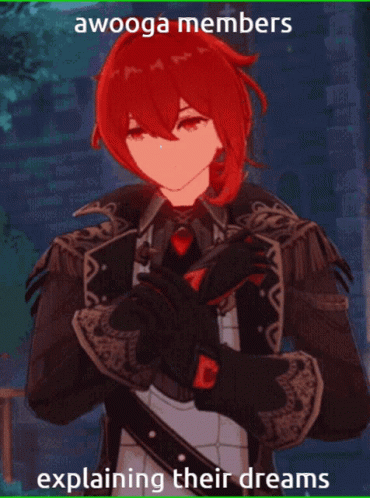 Red Haired Anime Character Awooga Members Explaining Their Dreams