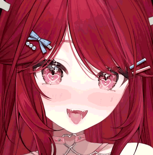Red Haired Anime Girl With Heart in Eye