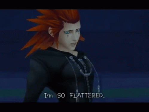 Red-Haired Blue-Eyed Video Game Character Says I'm So Flattered GIF