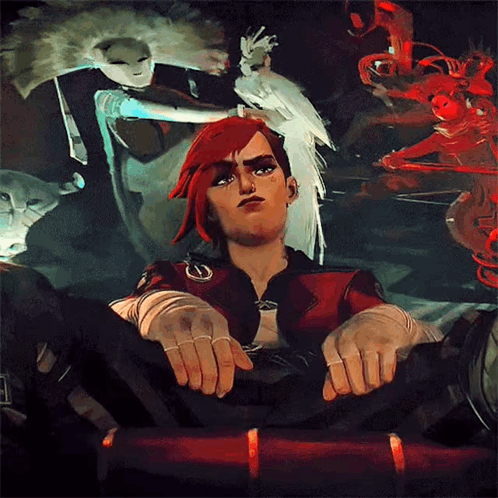 Red-Haired Cartoon Character Sitting On Couch Hands Folded GIF