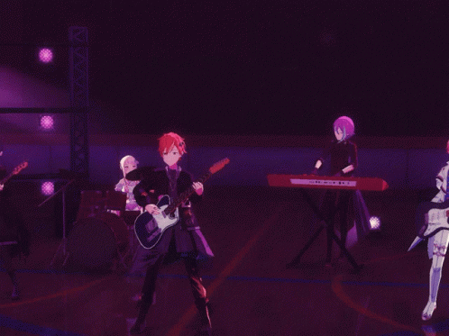 Red-Haired Girl Playing Guitar Beside White-Haired Girl
