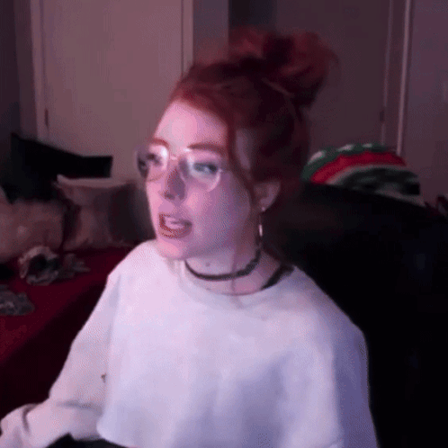 Red-Haired Girl with Glasses and Choker