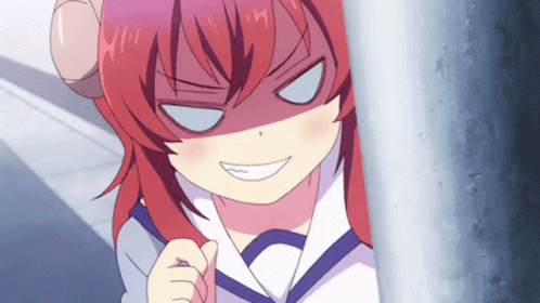 Red-Haired Girl with Horns and Funny Face