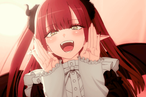 Red-Haired Horned Girl Devil Face