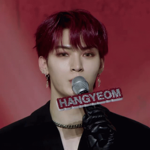 Red-Haired Man Holding Microphone With Hangyeom Sign GIF