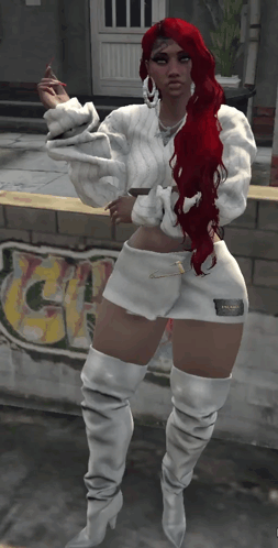 Red Haired Woman Near Graffiti Ch