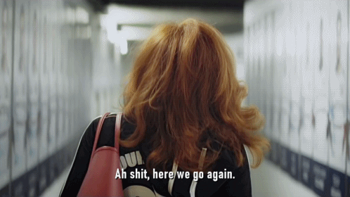 Red Haired Woman Saying Ah Shit Here We Go Again
