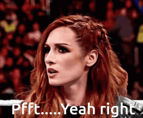 Red-Haired Woman Says Pfft Yeah Right To Crowd GIF