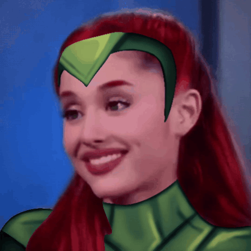 Red-Haired Woman Smiling in Green Costume