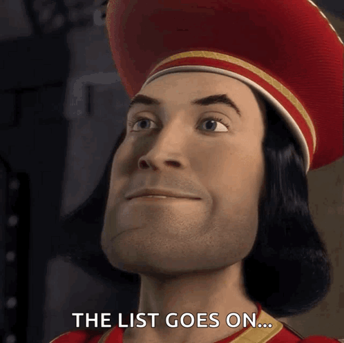 Red Hat Cartoon Saying The List Goes On GIF