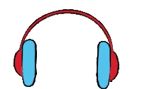 Red Headphones with Blue Ear Pads