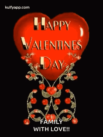 Red Heart Happy Valentine's Day Family With Love GIF
