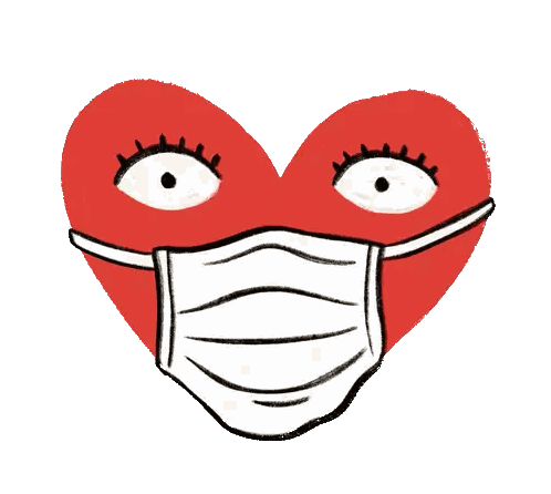 Red Heart in White Mask with Eyes