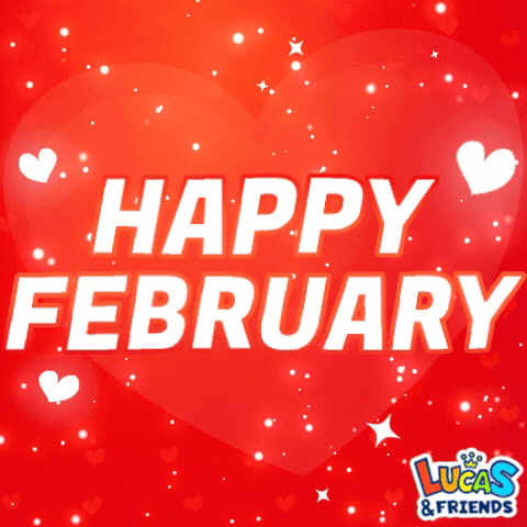 Red Heart Saying Happy February GIF