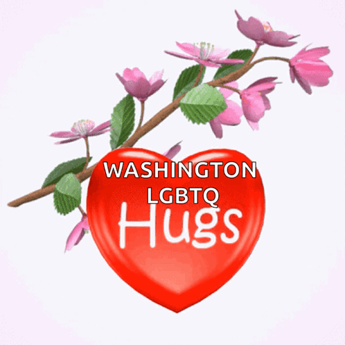 Red Heart Saying Washington LGBTQ Hugs