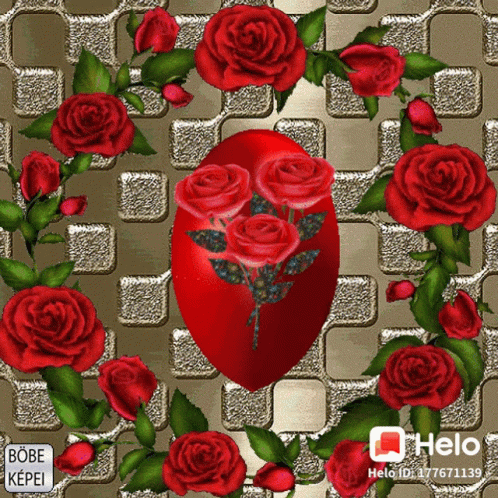 Red Heart Surrounded by Red Roses