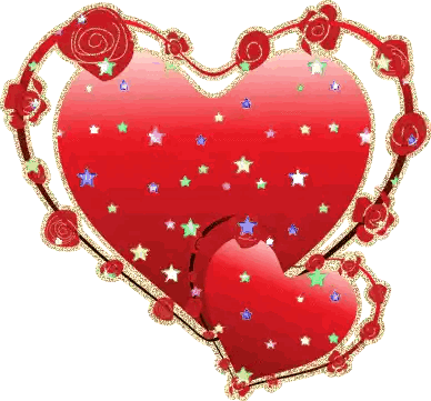 Red Heart Surrounded By Roses And Stars