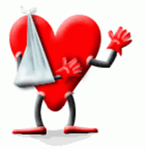 Red Heart With Arms and Legs Holding Bandage