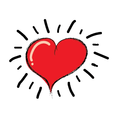 Red Heart with Black Lines