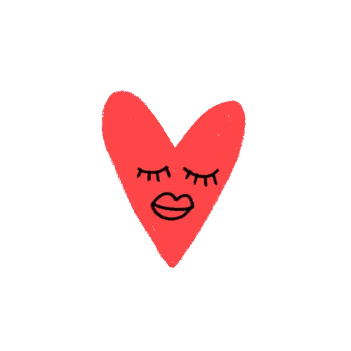 Red Heart With Closed Eyes and Smile