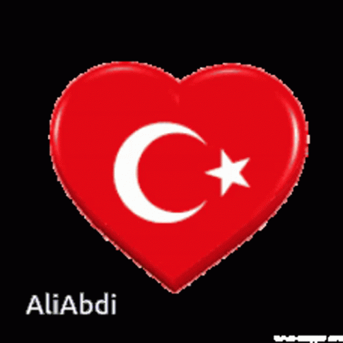 Red Heart With Crescent Moon And Star Aliabdi GIF
