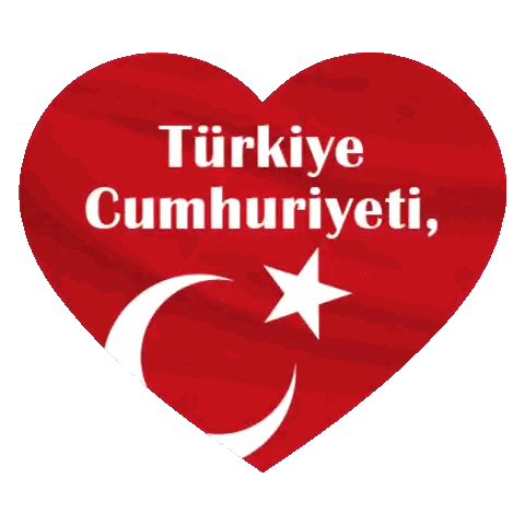 Red Heart With Crescent Moon and Star