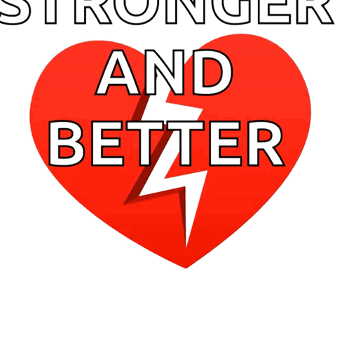 Red Heart with Lightning Bolt Stronger Better