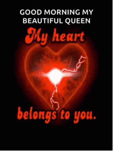 Red Heart With Lightning Good Morning Queen GIF