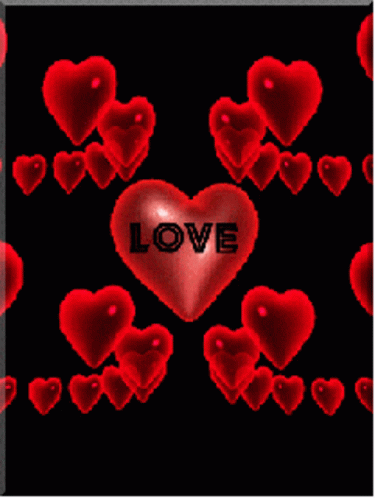 Red Heart With Love Surrounded by Hearts