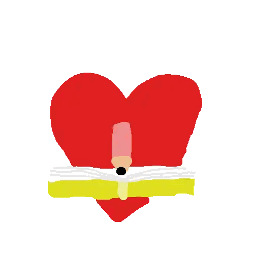 Red Heart with Pink Heart and Pencil