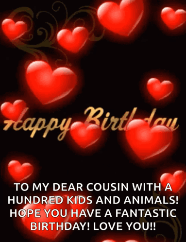 Red Hearts Birthday Card for Cousin