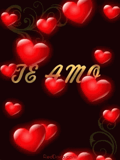 Red Hearts Floating Te Amo Gold